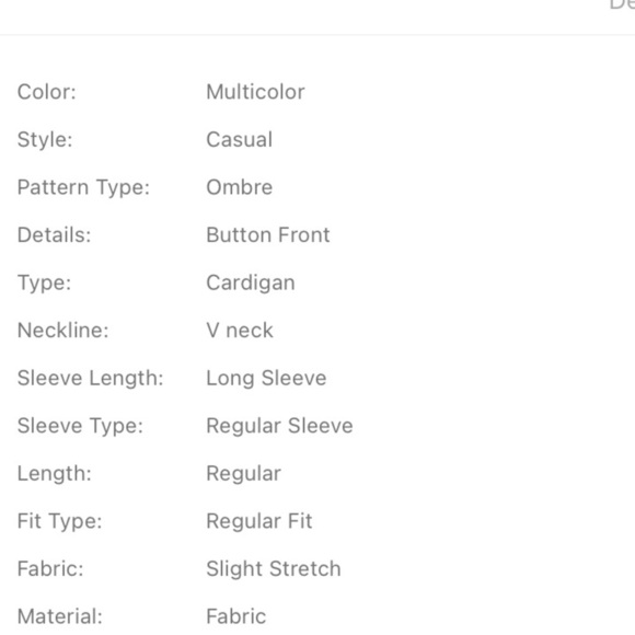 NWOT Shein Multi Colored Ombré Cropped button front sweater - Picture 8 of 12